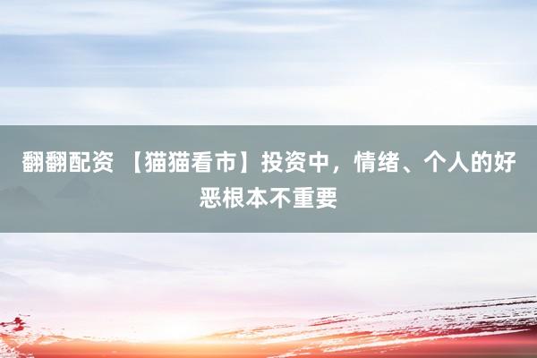 翻翻配资 【猫猫看市】投资中，情绪、个人的好恶根本不重要