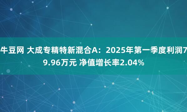 牛豆网 大成专精特新混合A：2025年第一季度利润79.96万元 净值增长率2.04%